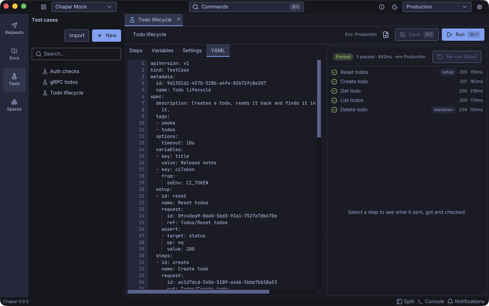 The YAML tab