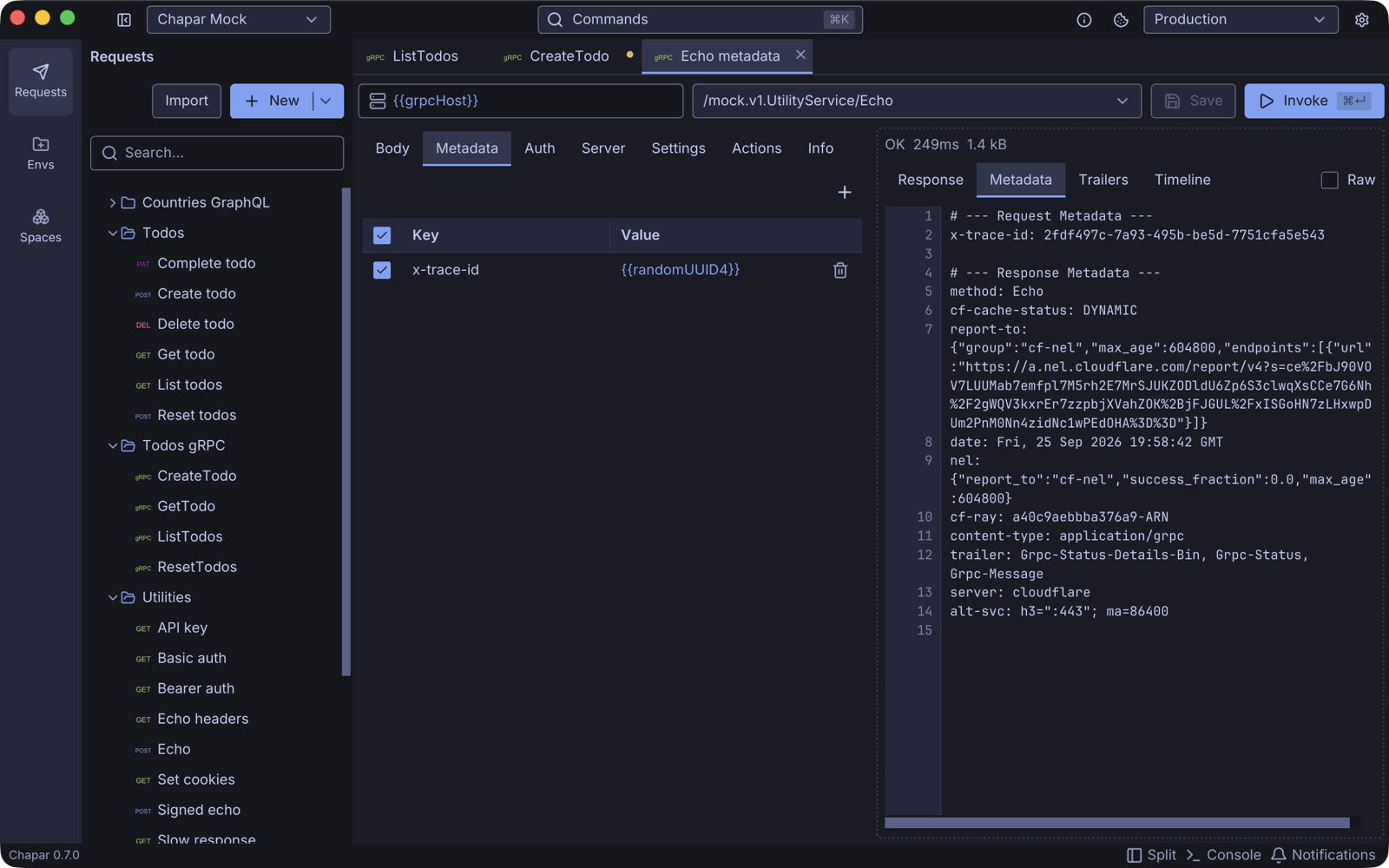 Response metadata
