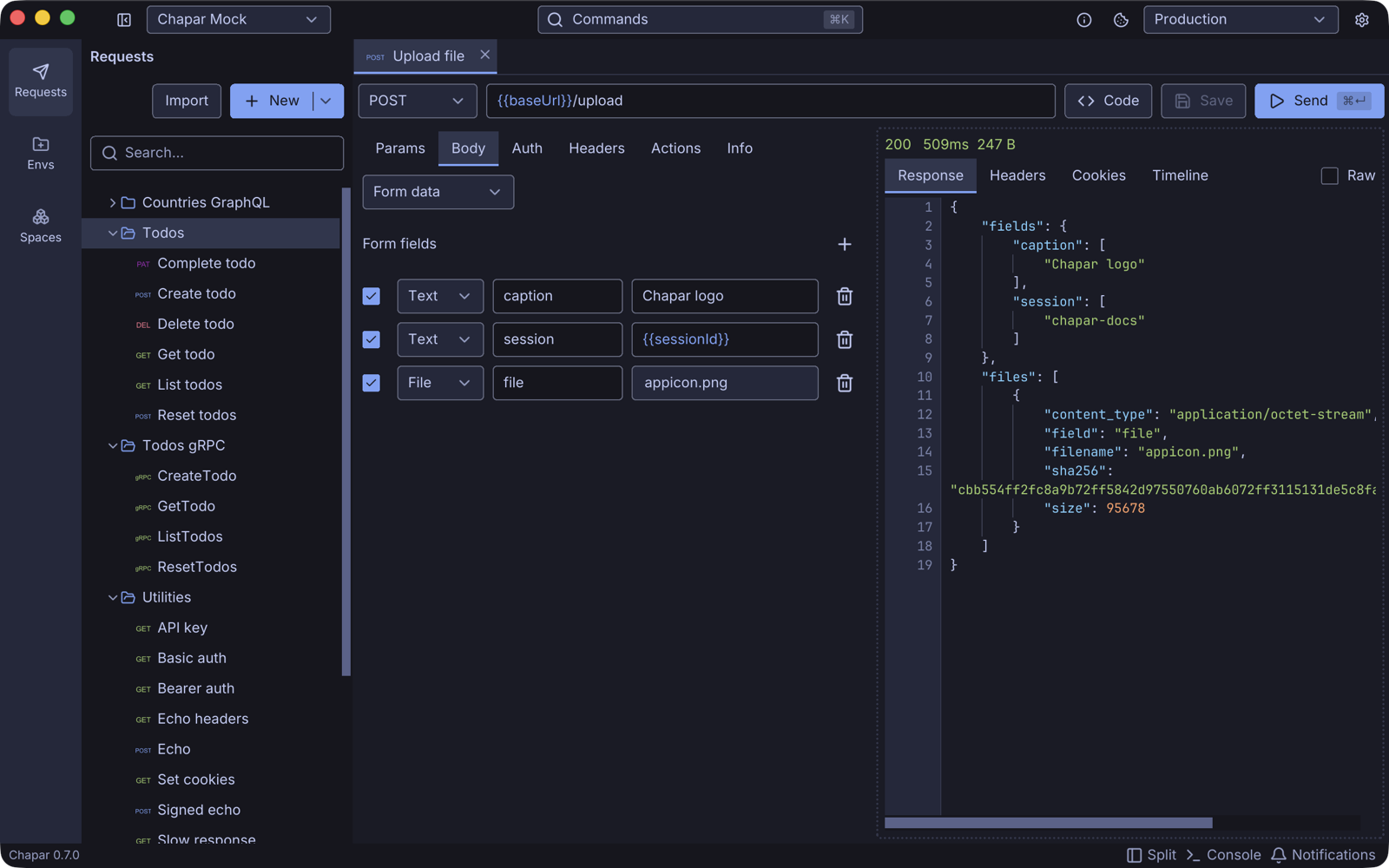 A form-data body