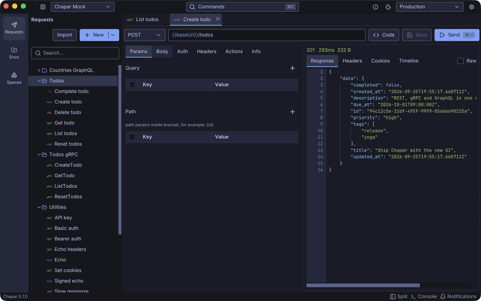 A JSON body