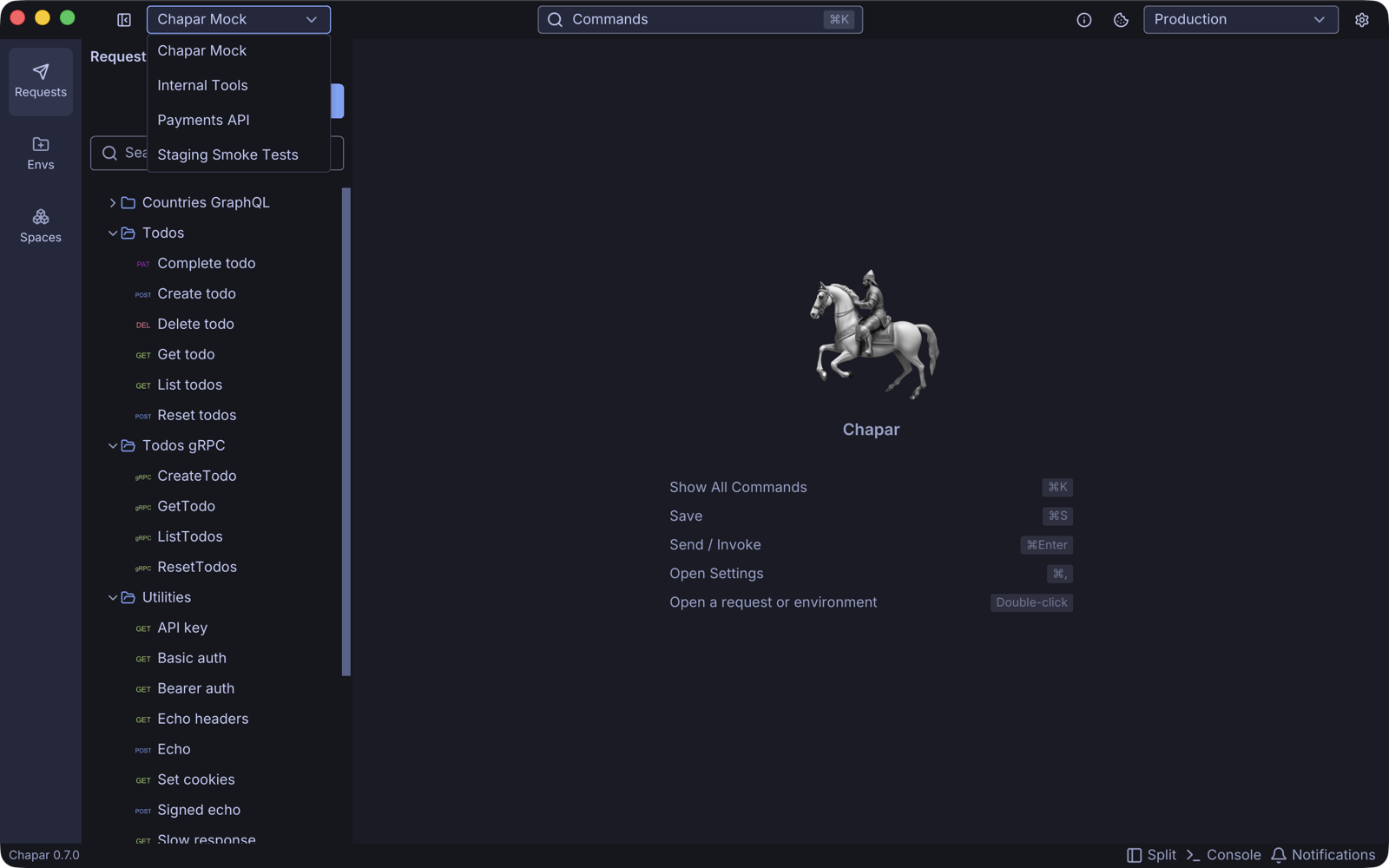 Switching spaces from the title bar
