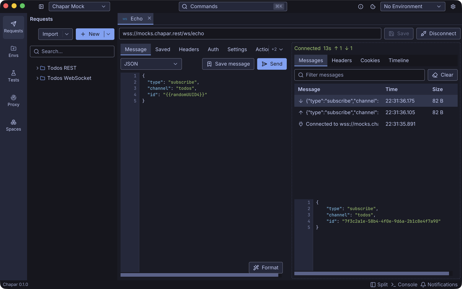 A WebSocket request